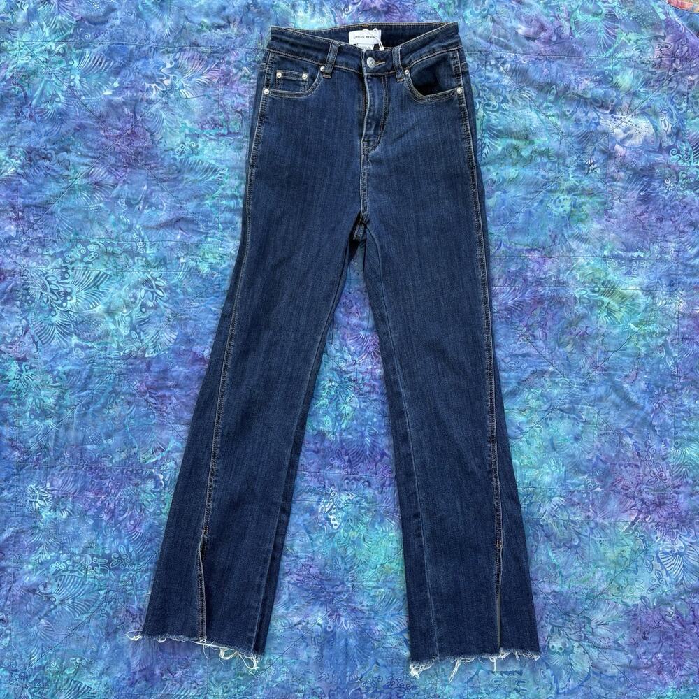 Urban Revivo Dark Blue Bootleg Jeans Size 2 Denim Long Leg - Picture 4 of 10